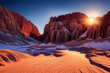 sunset in the desert  created using AI Generative Technology	
