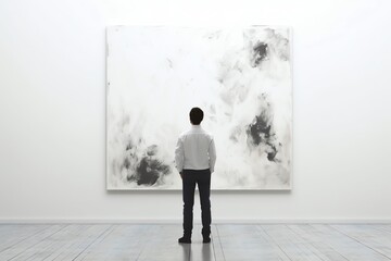 Fototapeta premium A painter looking at a blank canvas. generative AI