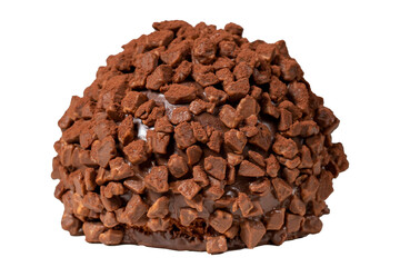 Chocolate cake. Mole cake with chocolate chips isolated on white background