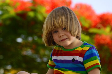 Portrait of a cute 5 year old boy. Children's holidays, kindergarten, preparation for school