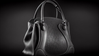 Women's leather handbag on a black backdrop - obrazy, fototapety, plakaty