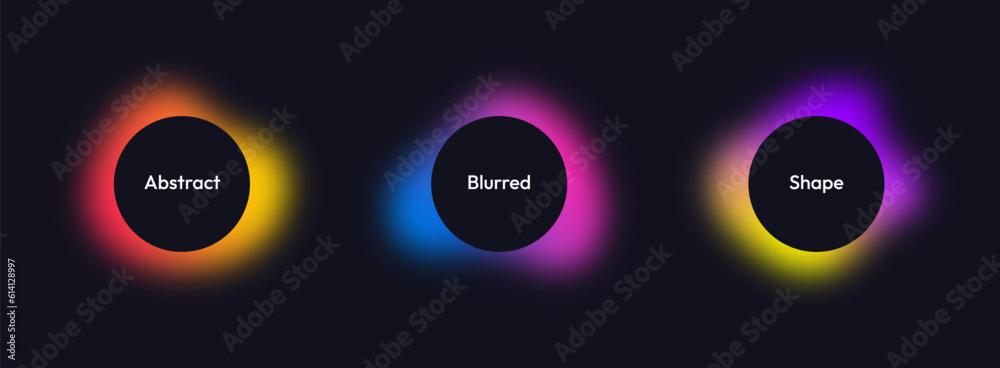 Fototapete abstract blurred shapes. blurred liquid shapes in gradient vibrant colors. glowing round shapes with