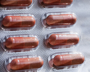 tablets with powder inside, macrophotography of an isolated object