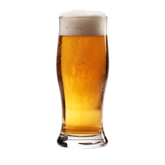 A pint of beer in a full tall glass isolated on a transparent background, Generative AI