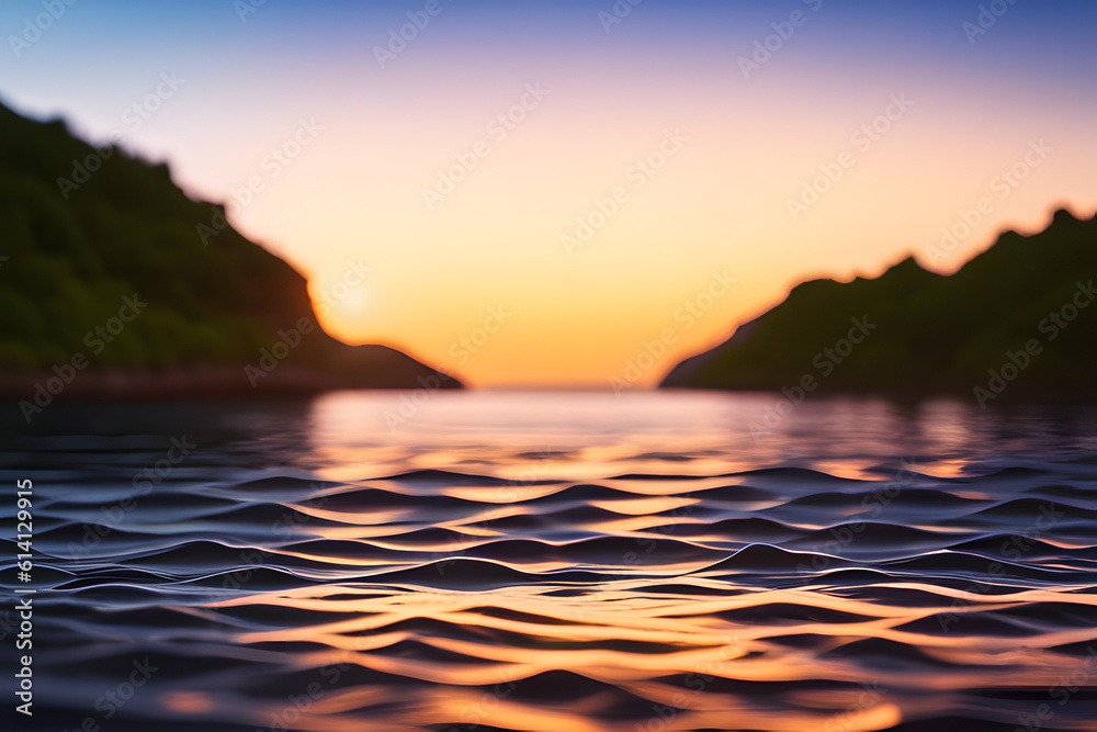 Wall mural sunset in the sea created using ai generative technology