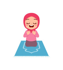 little muslim kid show pray pose and feel peace