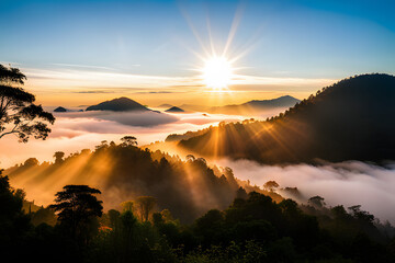 sunrise over the mountains  created using AI Generative Technology