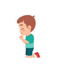 little kid show praying pose and feel peace