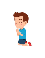 little kid show praying pose and feel peace