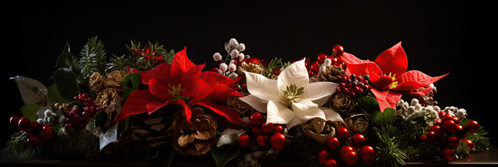 red and white  poinsettia flowers
