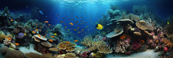 Fototapeta na wymiar coral reef with fish and coral