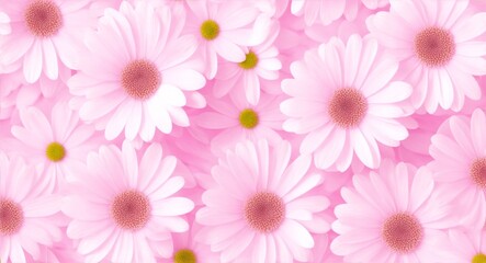 Pink flowers on a light pink background. Abstract petals and floral wallpaper. Daisy blossoms, generative ai