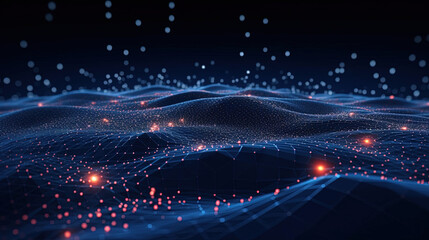 Fototapeta premium Abstract technology futuristic illustration with a line of bright particles for background or wallpaper