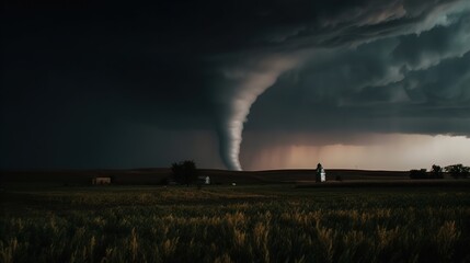 Obraz na płótnie Canvas a tornado over the village