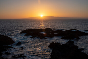 Sunset over La Gomera Tenerife Canary island. from Los Gigantes Tenerife