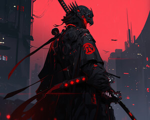 Cyberpunk anime manga art for t-shirt design, poster, background or wallpaper