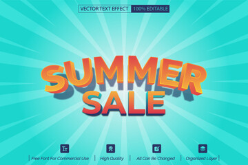 Summer sale 3d vector text effect vintage style