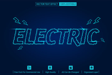 electric vector text effect, electric shock text style