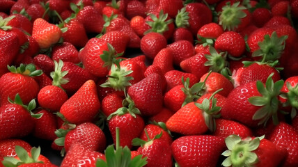 Lots of strawberries, soft colors, overhead view, natural fill light