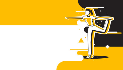 Woman practicing yoga on abstract background.