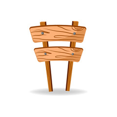 Wooden signboard in cartoon style