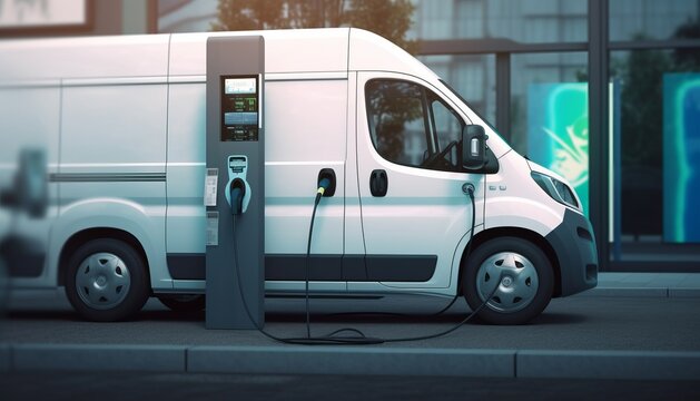 Electric delivery van with electric vehicles charging station