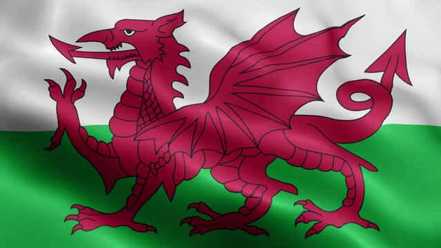4k render Wales Flag video waving in wind Chromakey rendering animation