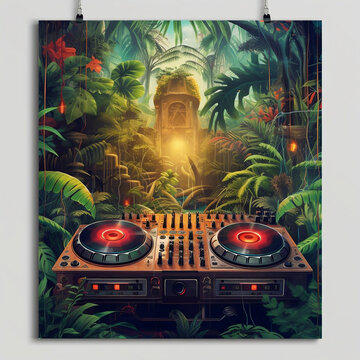dj with jungle background