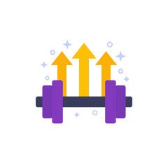 improve strength icon, flat vector