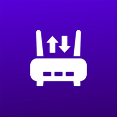 router, modem icon, upload data vector