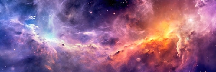 Fototapeta na wymiar Colorful space galaxy cloud nebula. Starry night cosmos. Universe science astronomy. Supernova background. Generative AI.