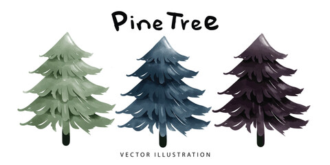 Fototapeta na wymiar Pine tree drawing water color