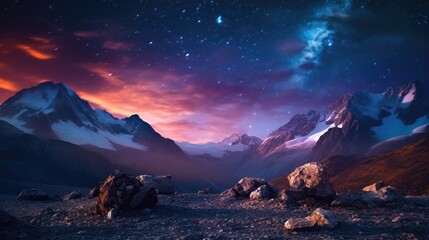 Obraz na płótnie Canvas Enchanting Fantasy Galaxy Landscape with Typo Space