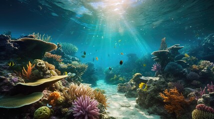 Underwater Ocean Landscape with Typo Space