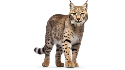 Fototapeta na wymiar bobcat, lynx, full body, isolated on white background side view