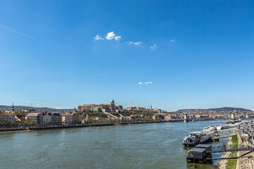 Fototapeta na wymiar View at Budapest and river danube in spring outdoors