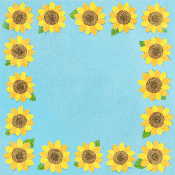 素朴なひまわり-Fresh sunflowers　フレーム花かざり　額