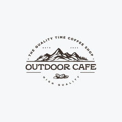 Outdoor mountain delta coffeeshop cafe vintage logo design inspiration