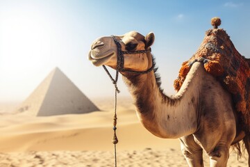 A camel in Egypt. Generative AI.