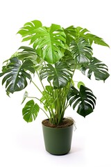 Tropical indoor plant on white background. Generative AI.