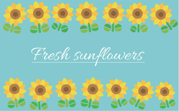 素朴なひまわり-Fresh sunflowers　横に並んで咲く花かざり