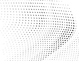 Abstract halftone wave dotted background. Futuristic twisted grunge pattern, dot, circles