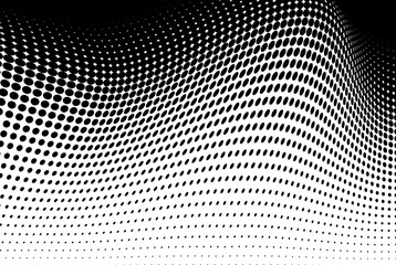 Black and white halftone texture flowing wave