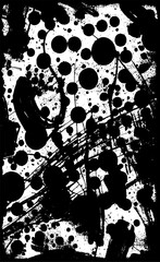 Grunge is black and white. Vector monochrome template. Dirty, scratched texture, cracked and worn. Vertical background