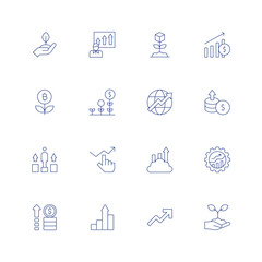 Growth line icon set on transparent background with editable stroke. Containing growth, sales, increase, line graph, management, revenue, rise, planting.