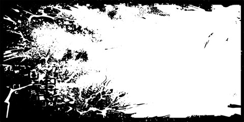 Grunge Black And White Urban Vector Texture Template. Dark Messy Dust Overlay Distress Background. Easy To Create Abstract Dotted, Scratched, Vintage Effect With Noise And Grain