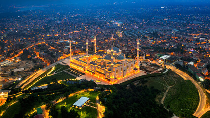 Fototapeta na wymiar Aerial view of Camlica Mosque in Istanbul city, Turkey.