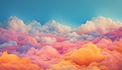 Fototapeta premium watercolor pastel sky cloud background, abstract sunset sky with puffy clouds, Abstract painting banner,