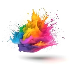 Fototapeta na wymiar pink, blue, orange, yellow, and purple smoke bombs, are colorful, isolated on a white background, created with Generative AI technology 