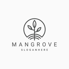 Mangrove tree logo vector icon line illustration